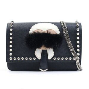 FENDI Black Leather Shoulder Bag